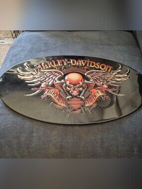 Harley Davidson Biker To The Bone Embossed Metal Sign
